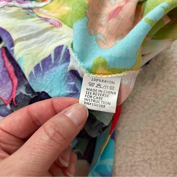 Seven Islands Floral Tie Dye Midi Dress Dolman Sleeve Cocoon Style Size Large XL - Picture 4 of 13